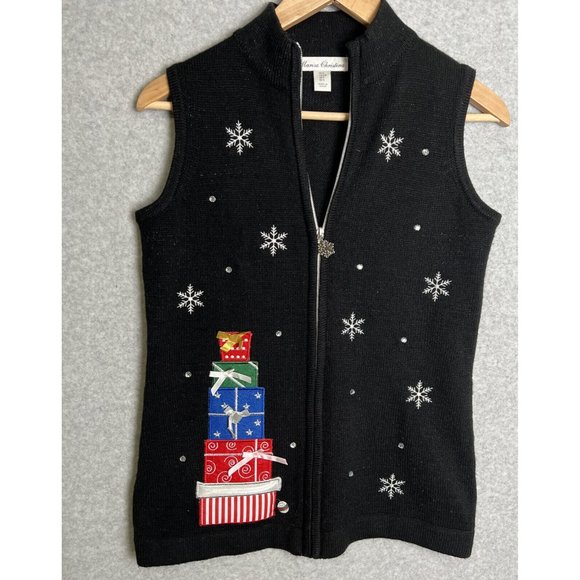 Marisa Christina Sweaters - Marisa Christina Christmas Sweater Vest Women's Size small Presents Gifts Black